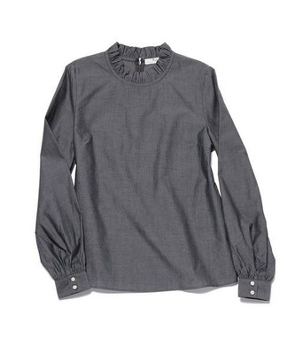 フリル スタンド コットン パフスリーブ