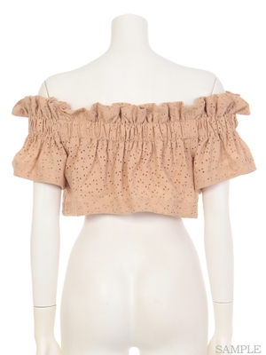 コットンレースオフショルブラウス