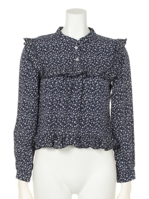 小花フリル切替ブラウス