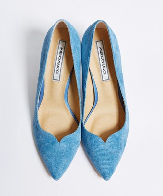 デニム風スウェードパンプス
