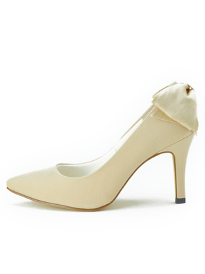 ESPERANZA ポインテッドトゥバックリボンパンプス