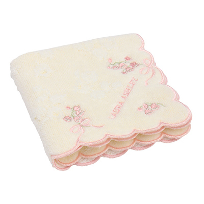 Laura Ashley（ローラアシュレイ）タオルハンカチ スカラップフラワー ペールジェード