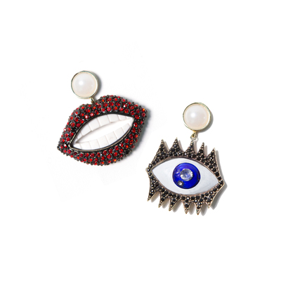 Jewel Lips & Eye Earrings
