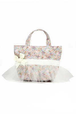 NEW！オリジナルお名前入れチュールトートバッグ（ピンクフラワー）