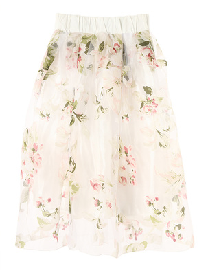 オーガンジーフラワーフレアスカート