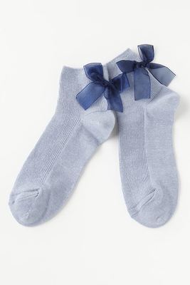 バックオーガンジーリボン付きリブソックス