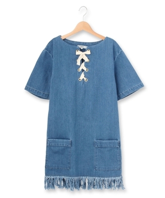 デニムフリンジワンピース