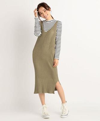 ワイドリブニットキャミワンピース