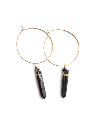 METALLIC BLACK QUARTZ HOOP PIERCE