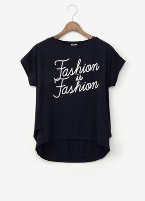 テンセルコットン袖ロールアップロゴTシャツ