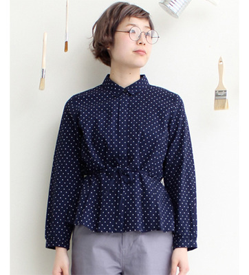 リップルドット　タックブラウス