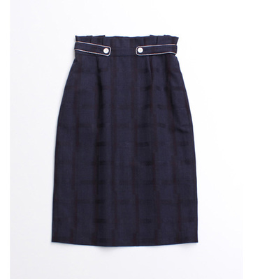 チェックジャガードチドリチェックハイウエストフリルタイトスカート