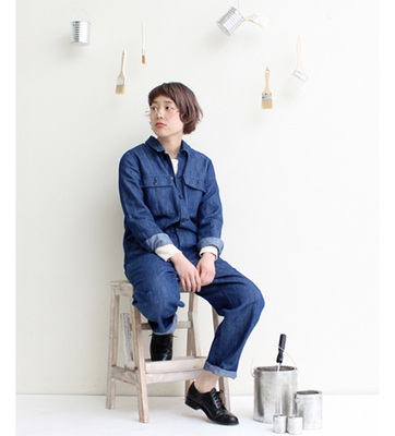 綿麻デニム オールインワン