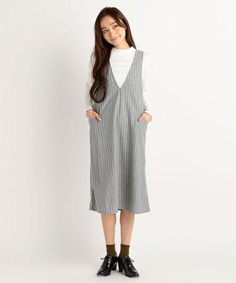 ジャンパースカート(無地/ストライプ)