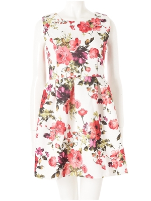 フラワータックフレアワンピース