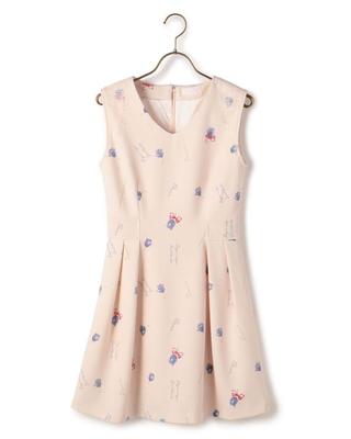 チューリップ柄ノースリーブワンピース