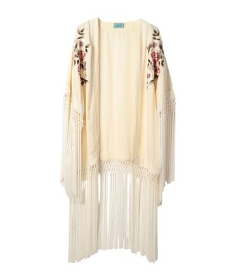 花柄刺繍フリンジガウン