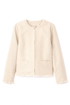 ツィードノーカラーブルゾン