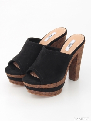 コルク太ヒールサボミュール