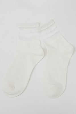 ラメ2本ライン部分シースルーソックス