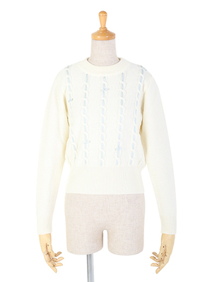 リボンケーブルハイネックニットプルオーバー/F i.n.t