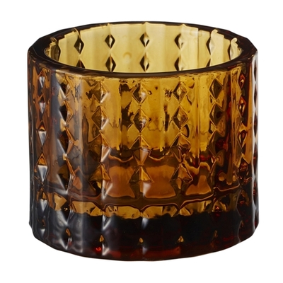 ガラス キャンドルホルダー ロンバス ブラウン