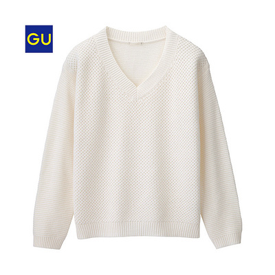 ワッフルＶネックセーター