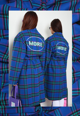 CHECK ROBE COAT