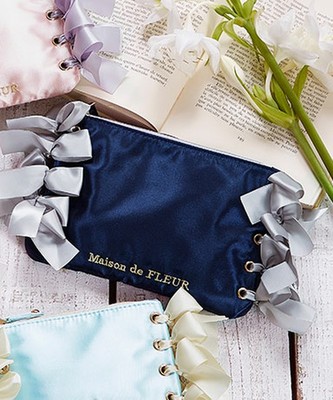 サイドリボンカラーポーチ