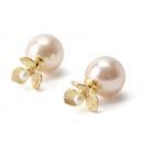 バールとセミマットフラワーのバックパールピアス