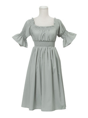 ギャザーシャーリングガールワンピース