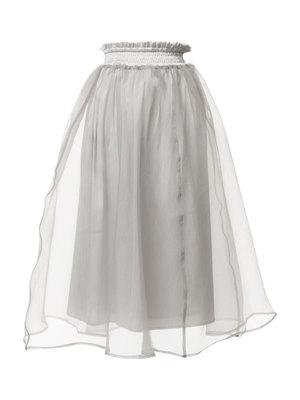 2set オーガンジーシアーフレアロングスカート