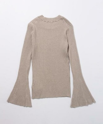 リブ フレアスリーブ クルーネック