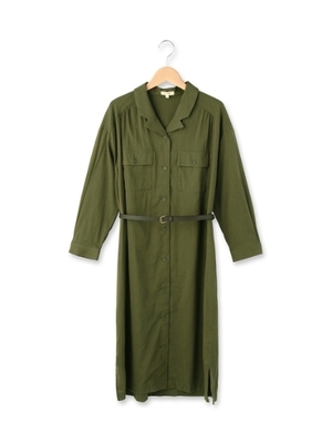 ベルト付きサファリシャツワンピース