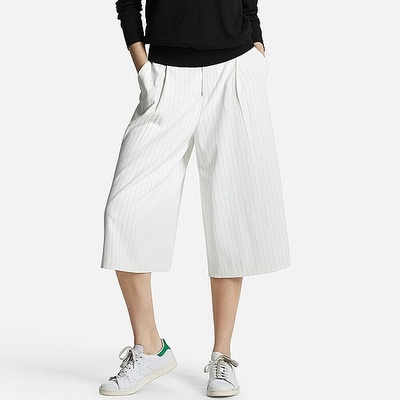 ドレープガウチョパンツ（ストライプ・ハイライズ）