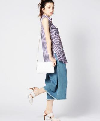 ストライプ柄ノースリーブロングシャツ