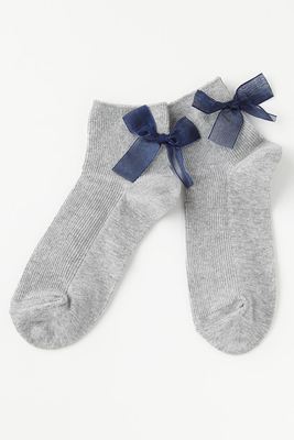 バックオーガンジーリボン付きリブソックス