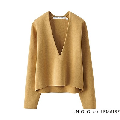 ラノリブVネックセーター(長袖)