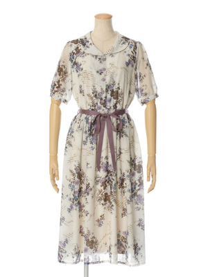 ボタニカルフラワー柄ロングワンピース