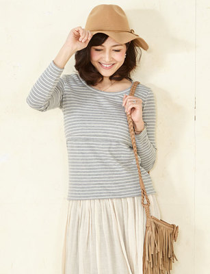 しっかりコットンリブ素材 シンプル授乳服トップス