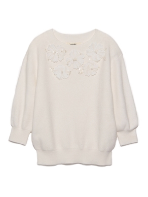 フラワーモチーフニットプルオーバー