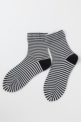 ナイロン細ボーダーソックス16cm丈