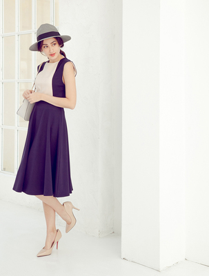 バイカラーノースリーブワンピース