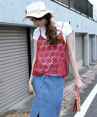 花柄かぎ針レースキャミソール