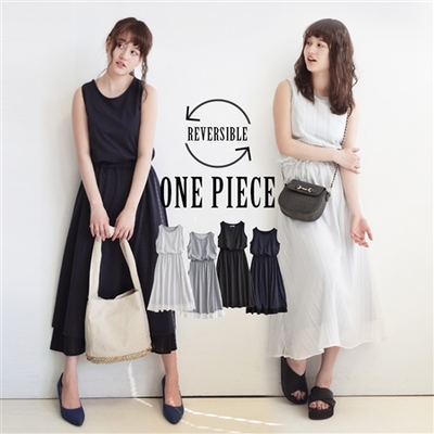 2WAY ウエストギャザー ノースリーブワンピース
