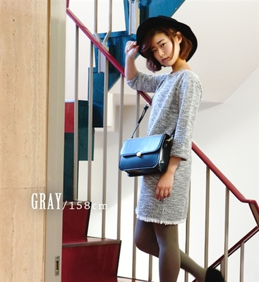 ネップツイードソー フリンジ ワンピース