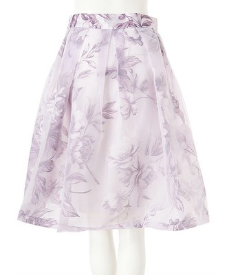 【2016S/S】オーガンジーフラワーフレアミディスカート