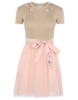 ニット＆チュール製ドレス