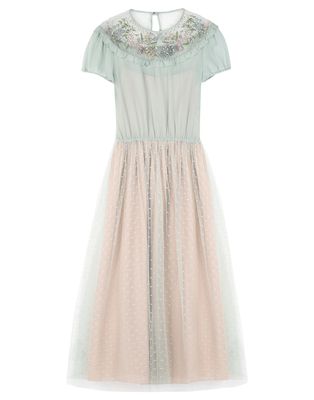 シルク＆チュール製ドレス ラマージュ エンブロイダリー