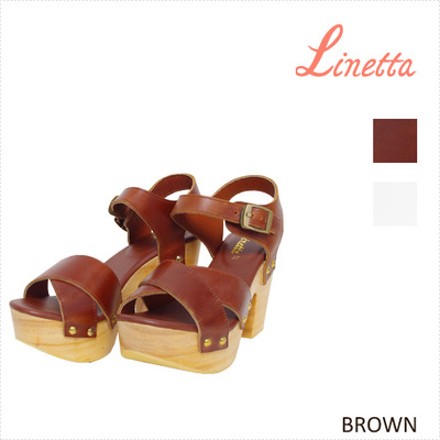 ウッドソールレザークロスサンダル